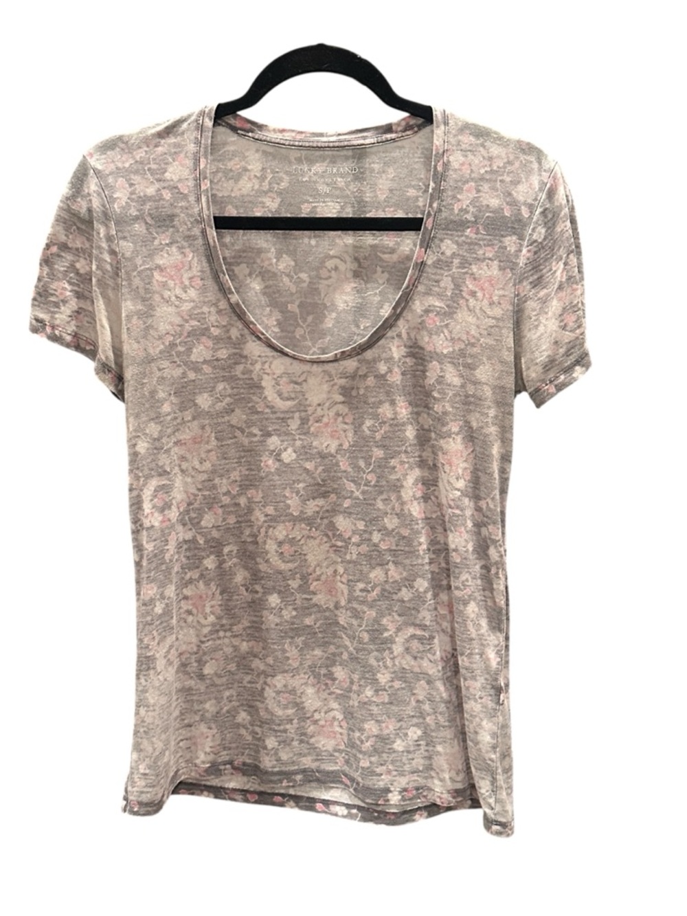 Light Pink Floral Scoop Neck Tee